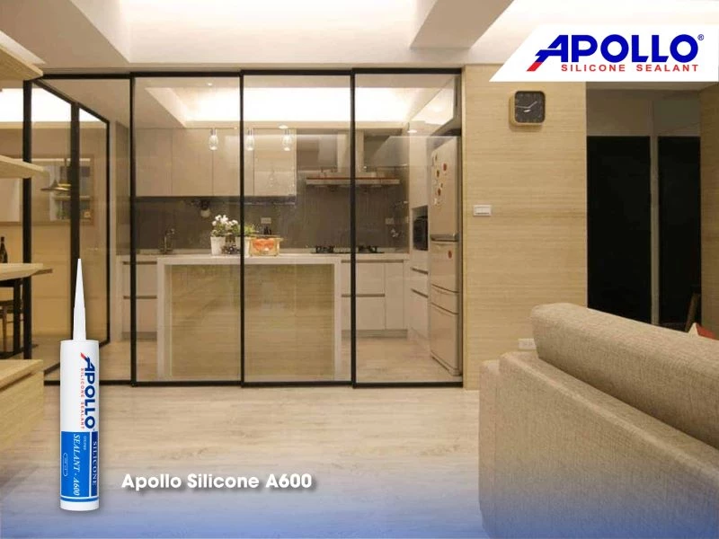 Thi công vách ngăn phòng khách bằng kính với Apollo A600 giúp đảm bảo tính thẩm mỹ cho công trình